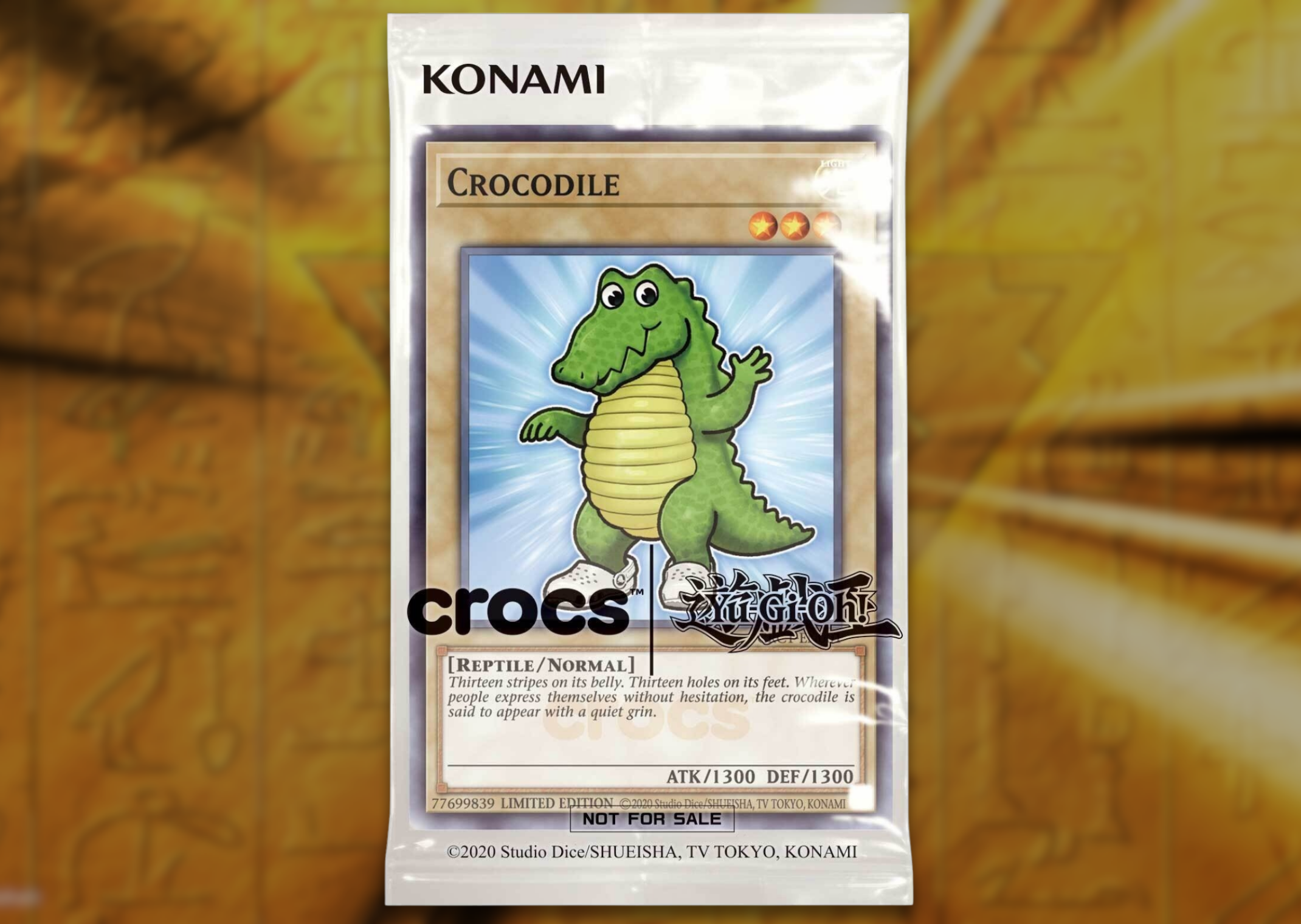 Limited edition Crocs Yu-Gi-Oh! crocodile monster card (right)