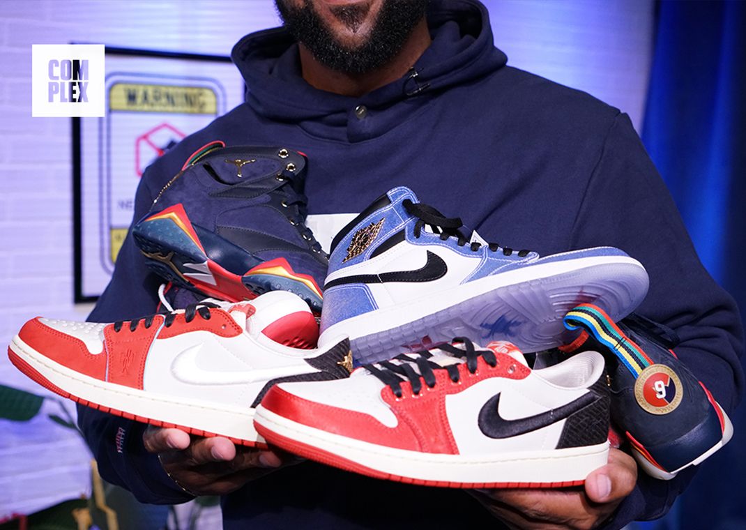 Marcus Jordan Holding Multiple Trophy Room x Air Jordan Samples