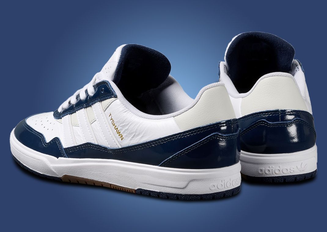adidas Tyshawn II White Collegiate Navy Heel Angle