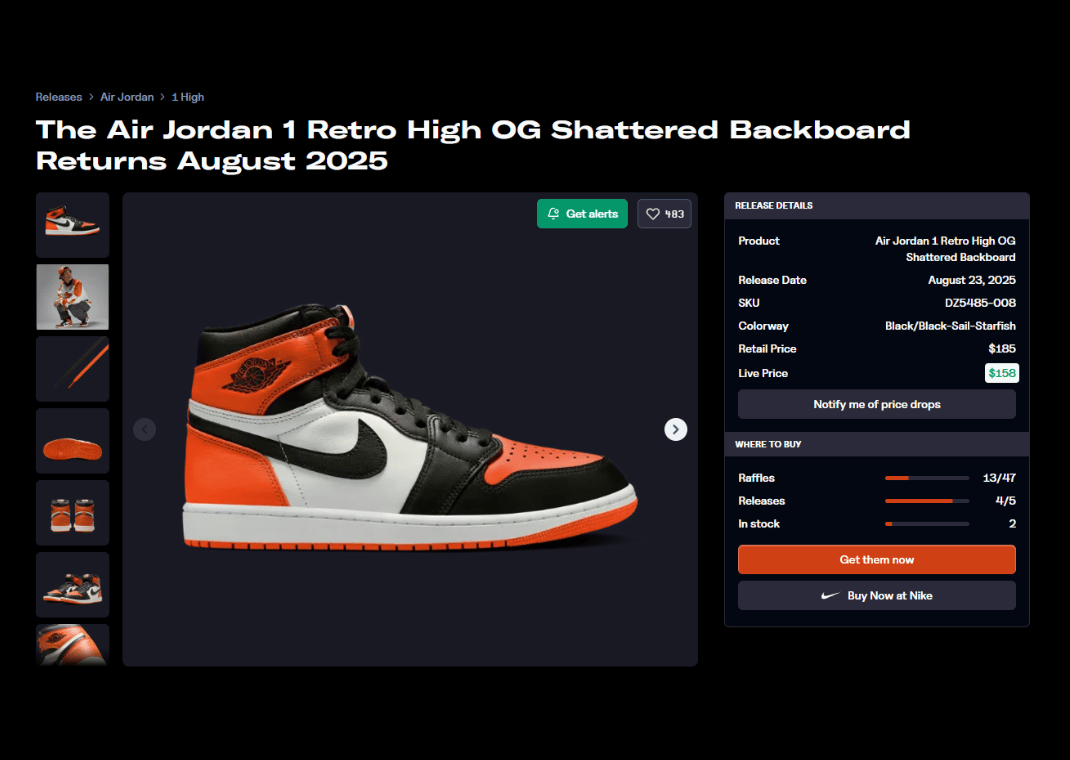 Air Jordan 1 Retro High OG Shattered Backboard Raffle Page