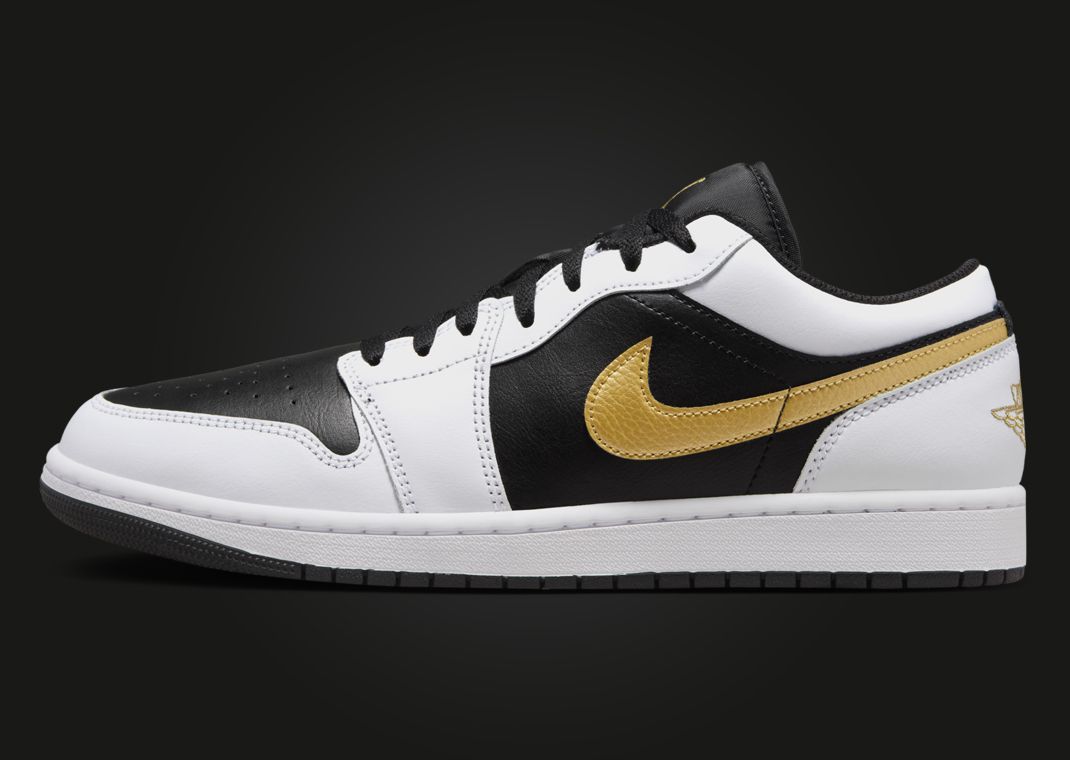 Air Jordan 1 Low White Black Metallic Gold Lateral
