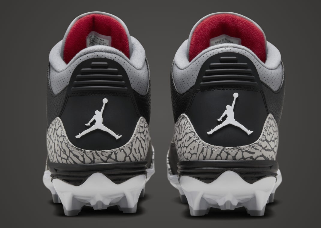 Air Jordan 3 Mid TD Cleat Black Cement Heel
