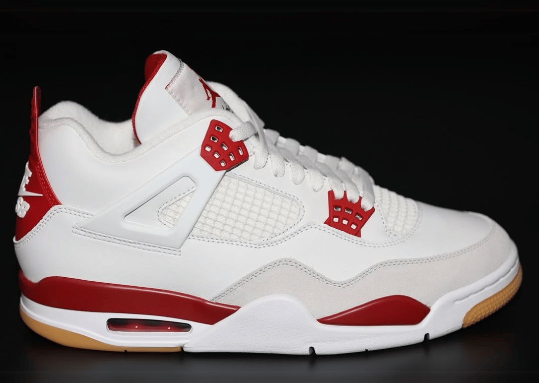 The Nike SB x Air Jordan 4 Summit White Varsity Red is a