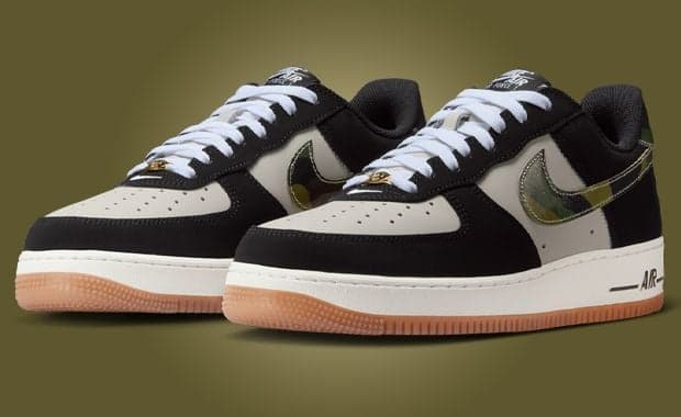 Nike Air Force 1 Low Black Patent Camo Swoosh