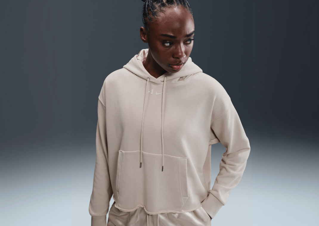 A'ja Wilson Women's Oversized Cropped Basketball Hoodie Desert Sand