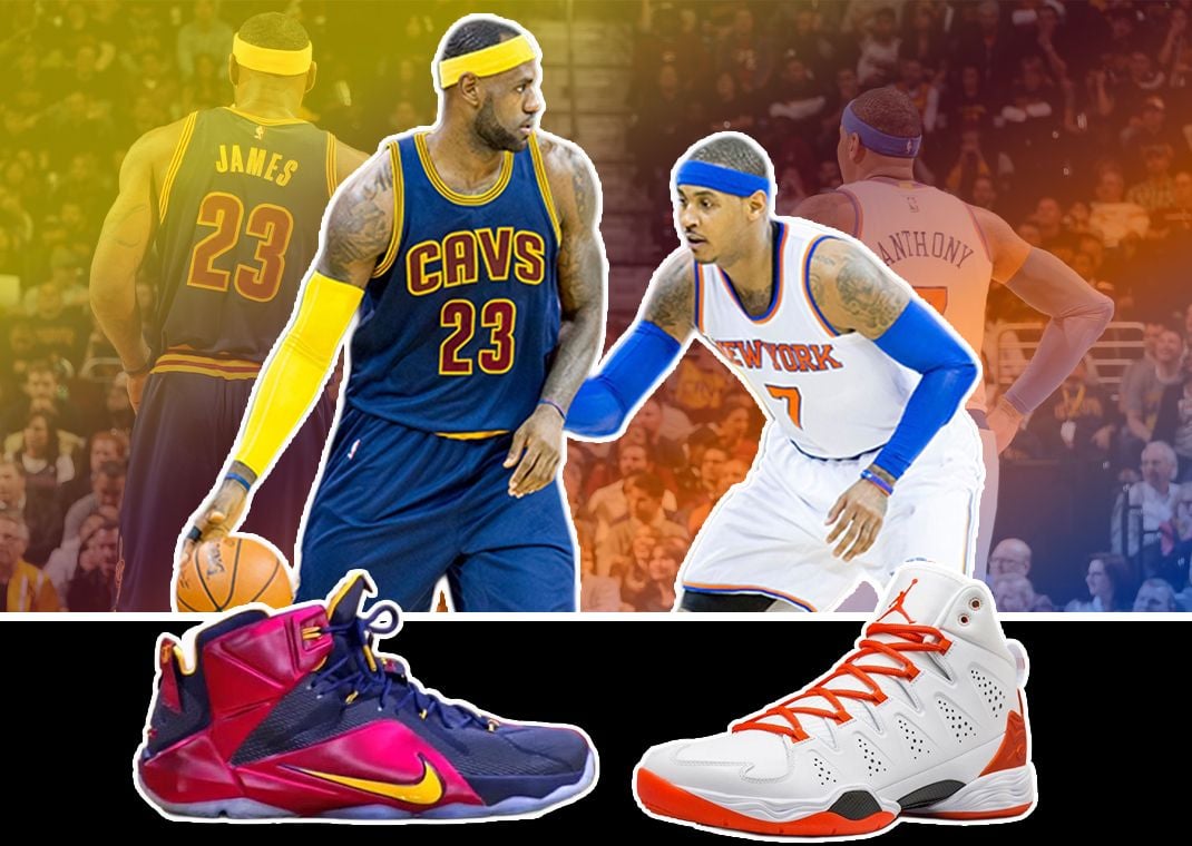 LeBron James (left) and Carmelo Anthony (right)
