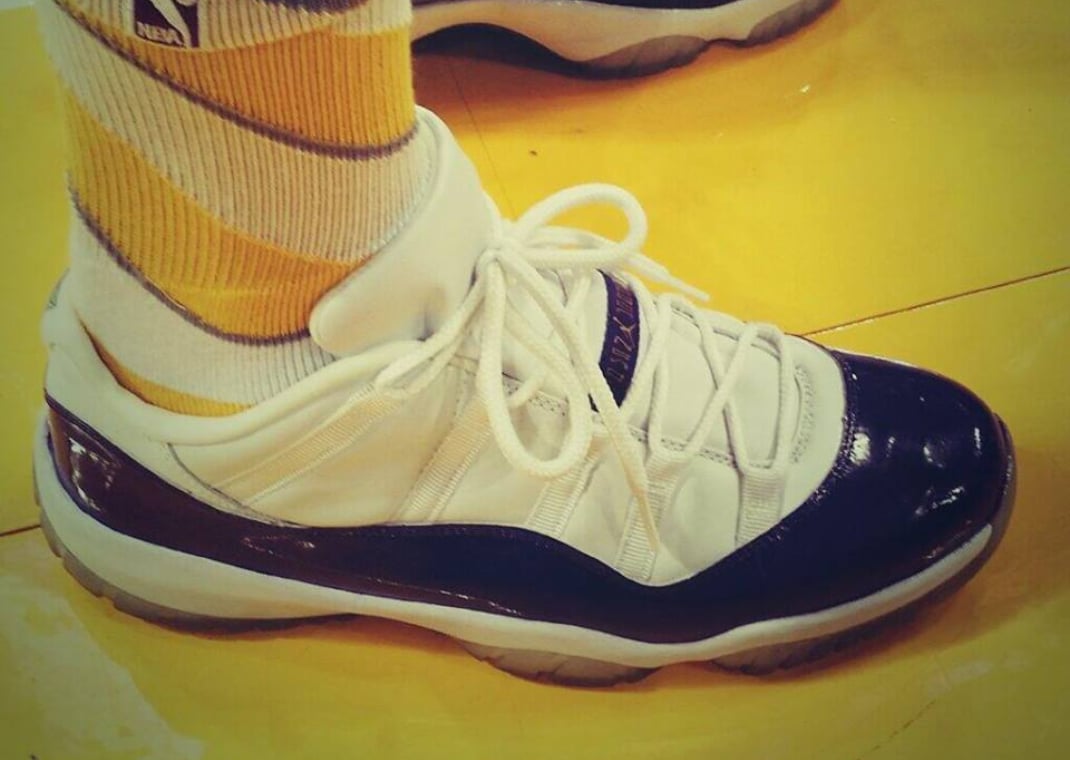 Nick Young's custom purple Air Jordan 11s