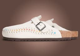Kith x Birkenstock Boston Braided Pack Antique White Tie Dye Lateral