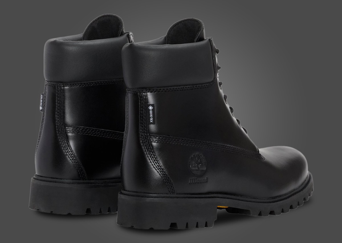 JJJJound x Timberland 6-Inch Boot GTX Triple Black Heel Angle