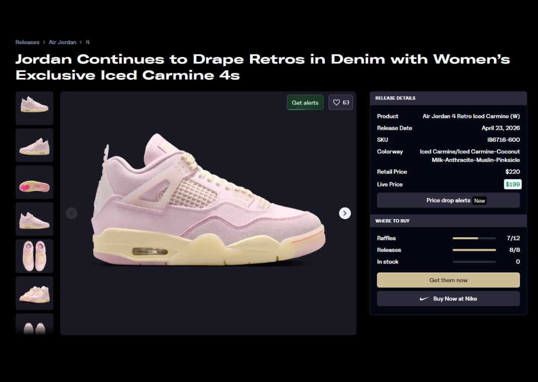 Air Jordan 4 Retro Iced Carmine (W)