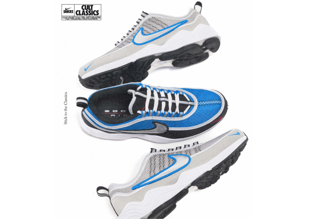 Nike Air Zoom Spiridon Signal Blue and Metallic Silver Signal Blue