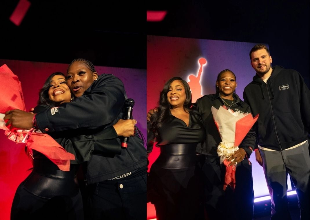 Tati Griffin getting her flowers from Niecy Nash and Luka