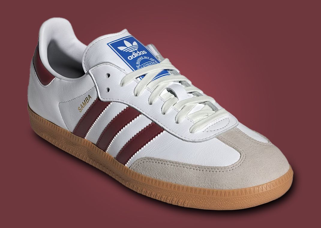 adidas Samba OG Cloud White Collegiate Burgundy Angle