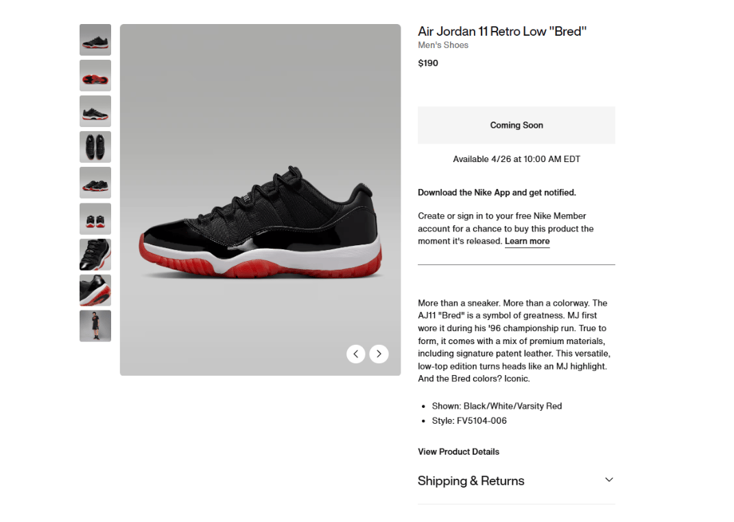 Air Jordan 11 Retro Low Bred Nike Page