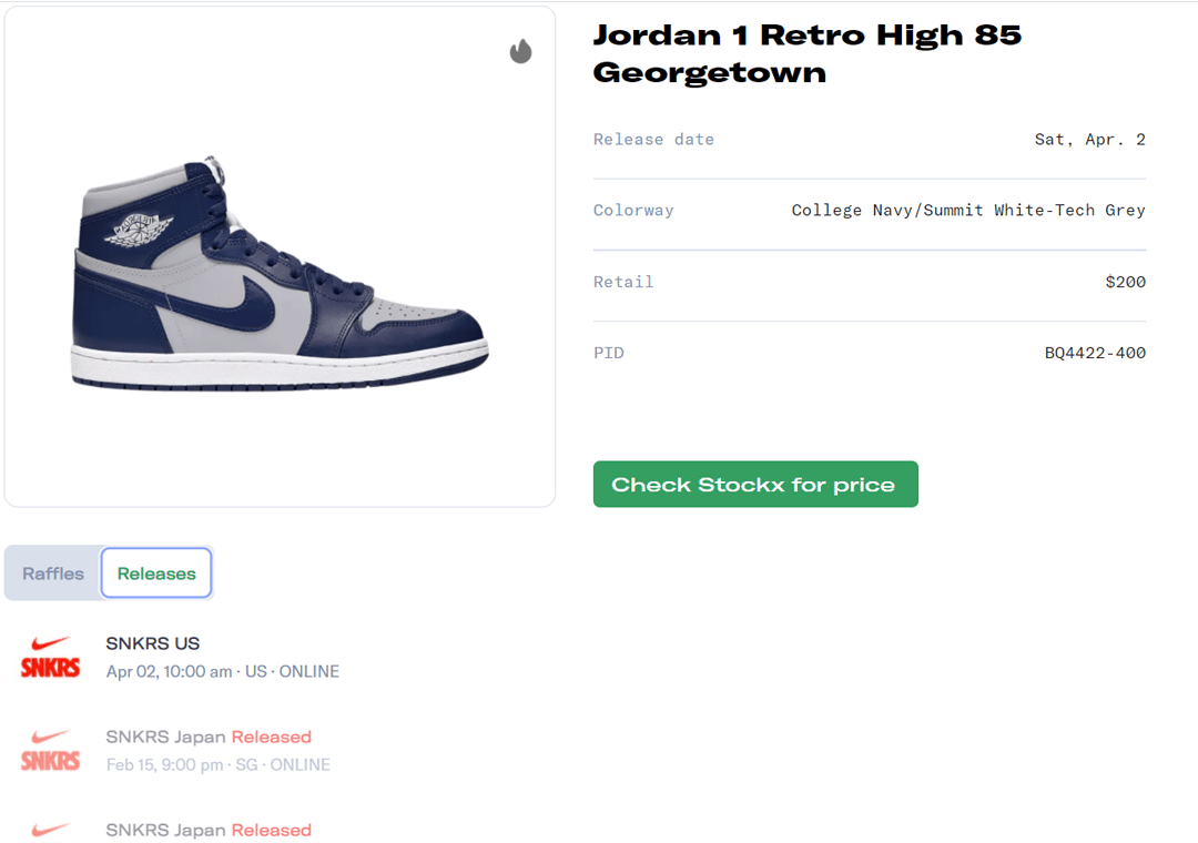 Air Jordan 1 High 85 "Georgetown" Release Guide
