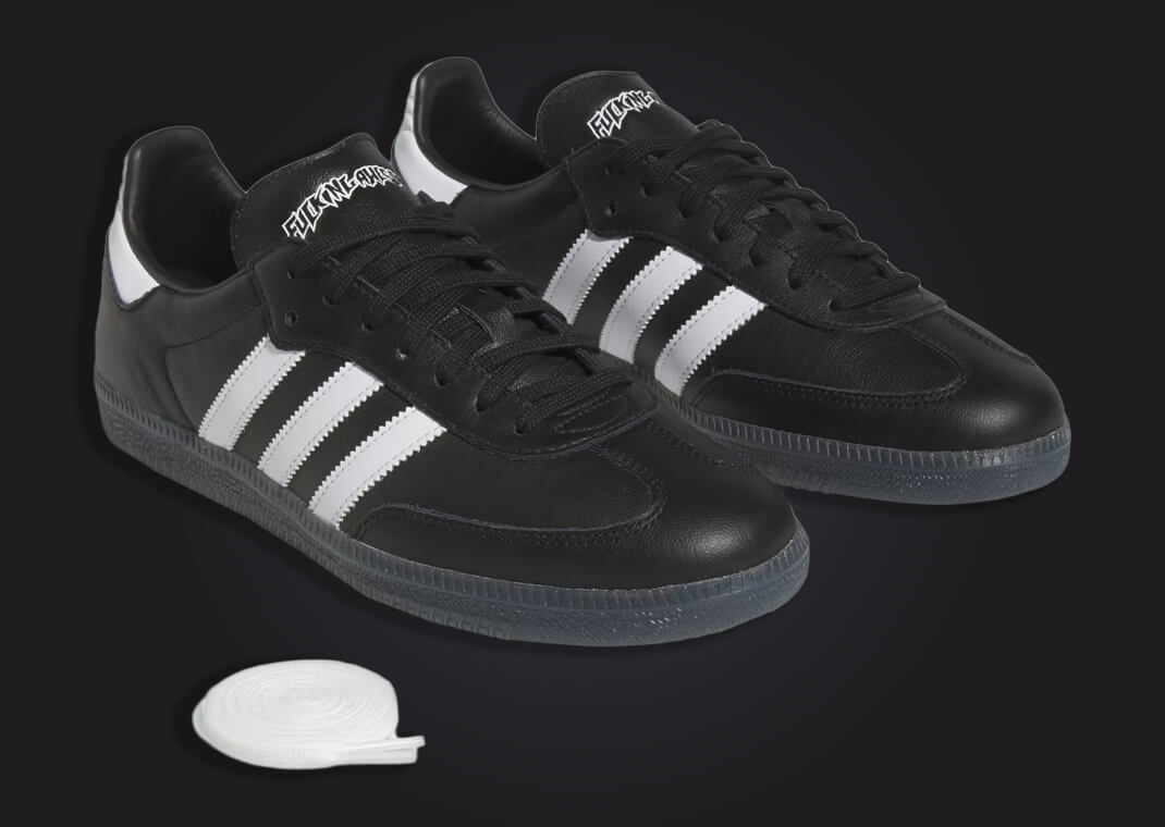 Fucking Awesome x adidas Samba Black White Angle With Laces