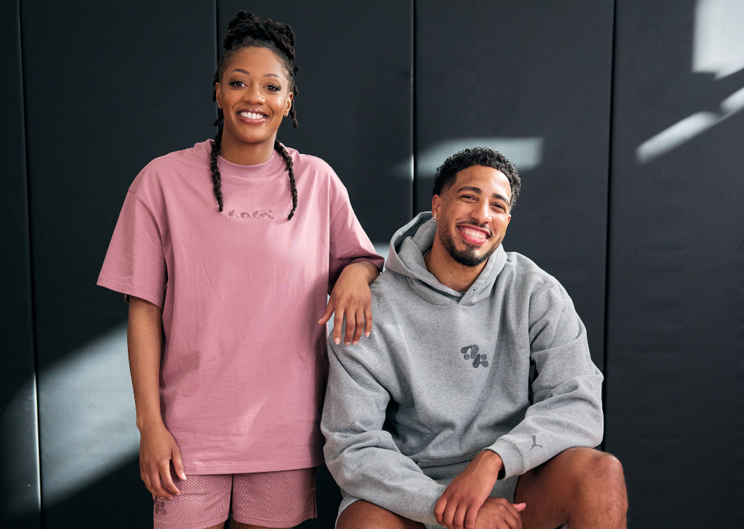 Kelsey Mitchell (left) with Tyrese Haliburton (right)