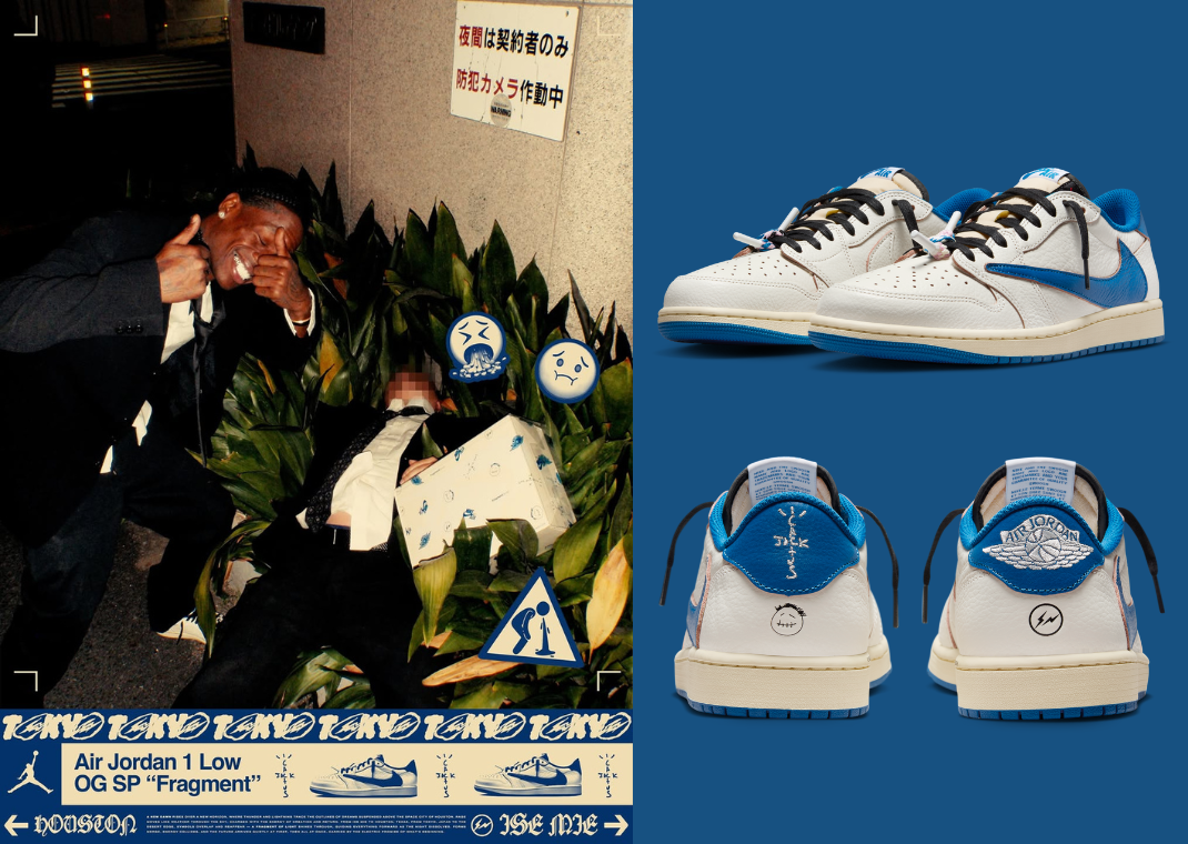 Travis Scott x fragment design x Air Jordan 1 Retro Low OG Sail Military Blue