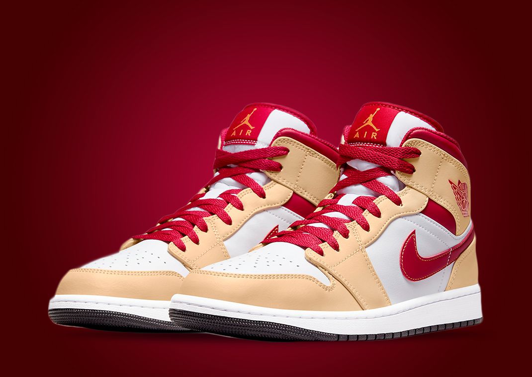 Air Jordan 1 Mid White Onyx Cardinal Red