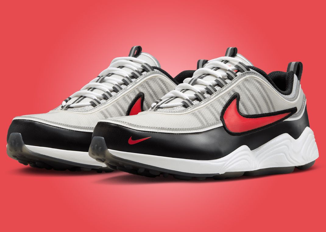 The Nike Air Zoom Spiridon Metallic Silver Sport Red Mimics