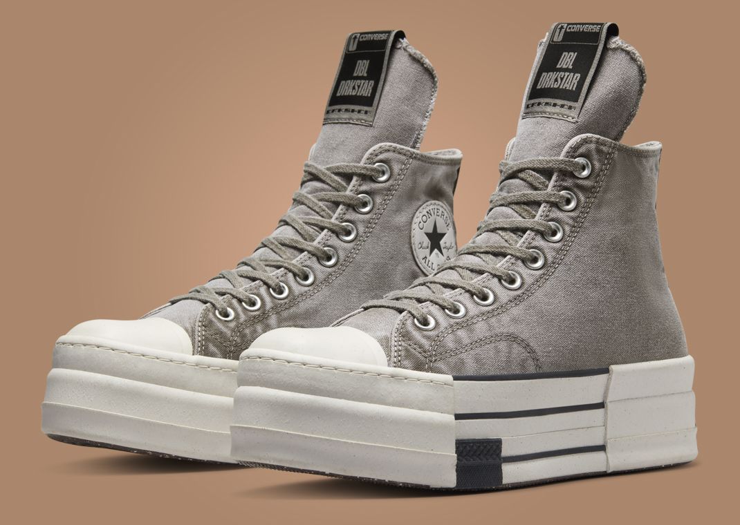 Rick Owens x Converse DBL DRKSTAR Hi Washed Canvas Concrete Angle