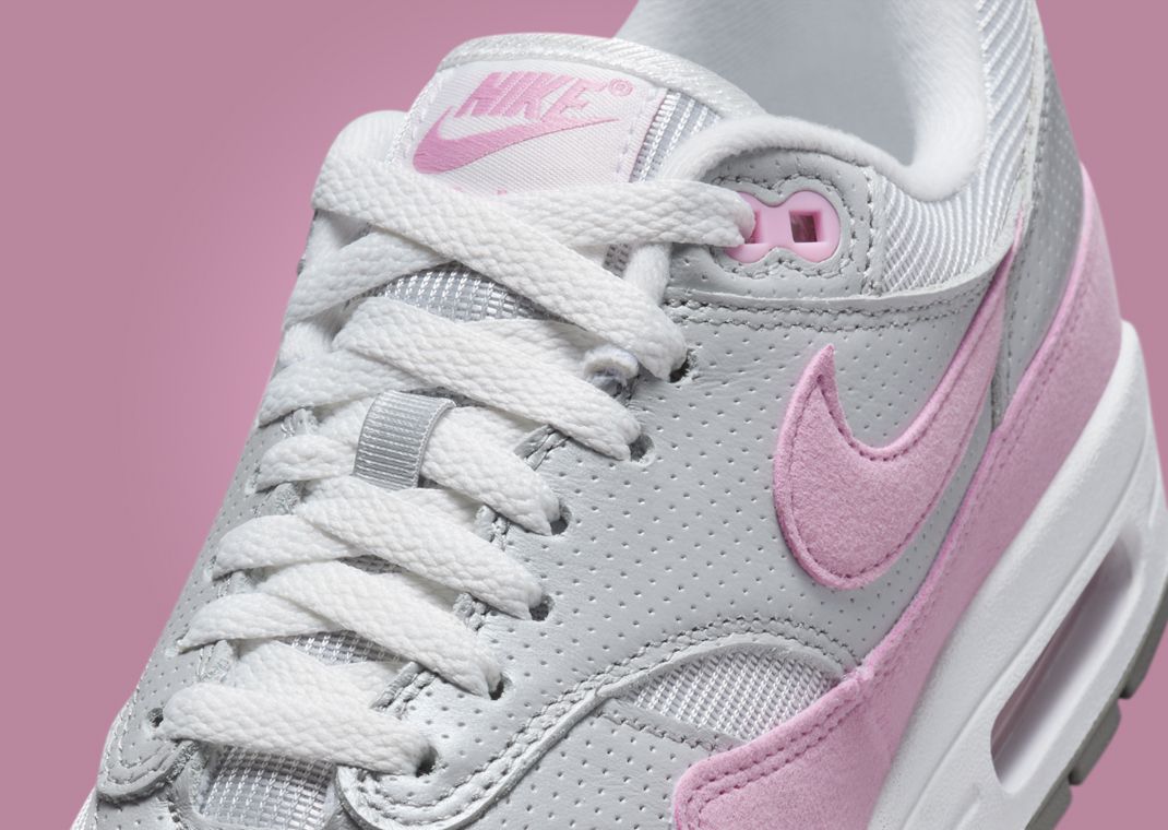 Nike Air Max 1 Metallic Platinum Pink Rise (W) Tongue