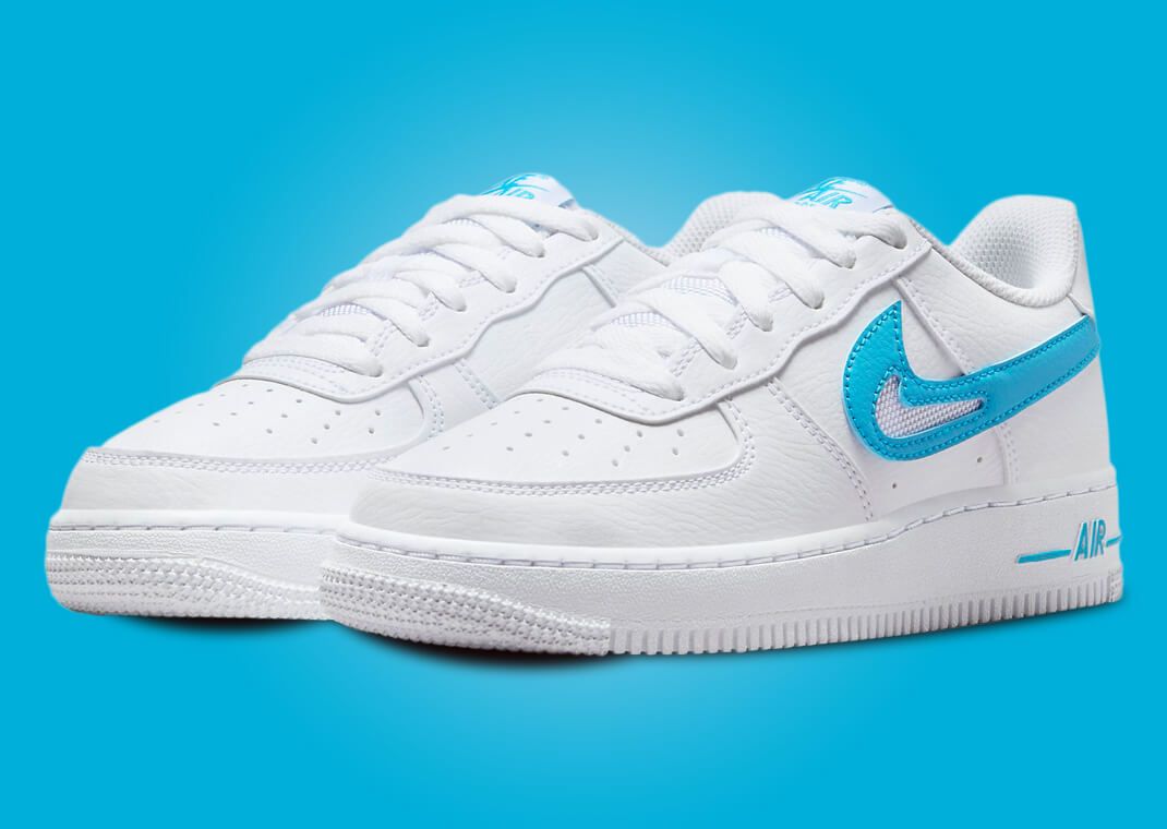 Nike Air Force 1 Low Cut-Out White Aqua (GS)