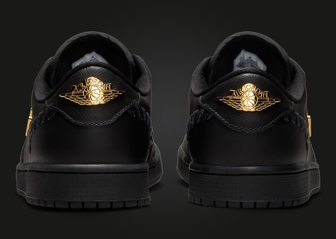 Air Jordan 1 MM Low Black Metallic Gold (W) Heel