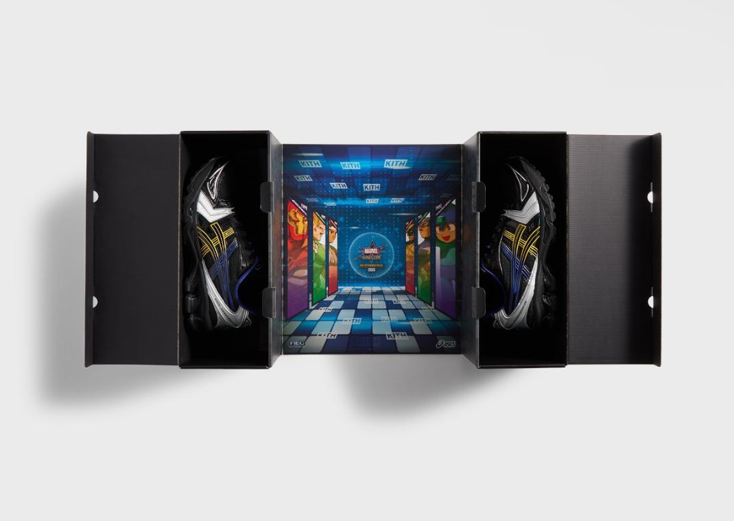 Kith x Marvel vs. Capcom x Asics Asics Gel-Kayano 14 Wolverine Packaging