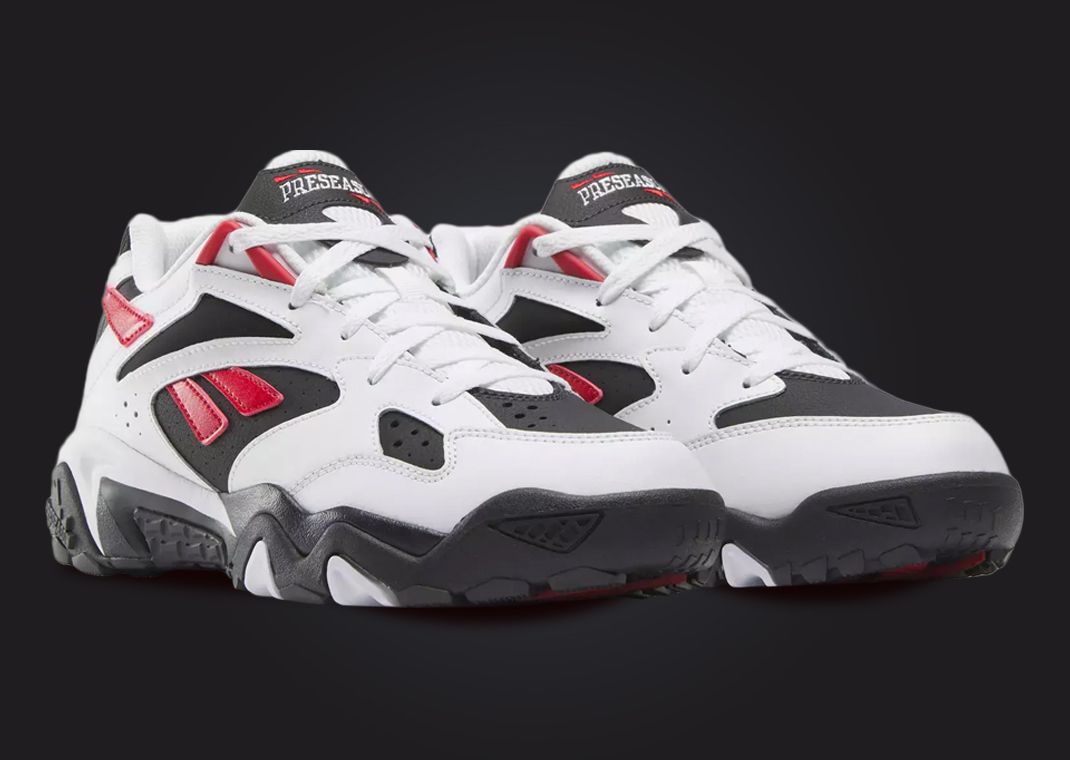 Reebok Preseason 94 Low White Black Red Angle