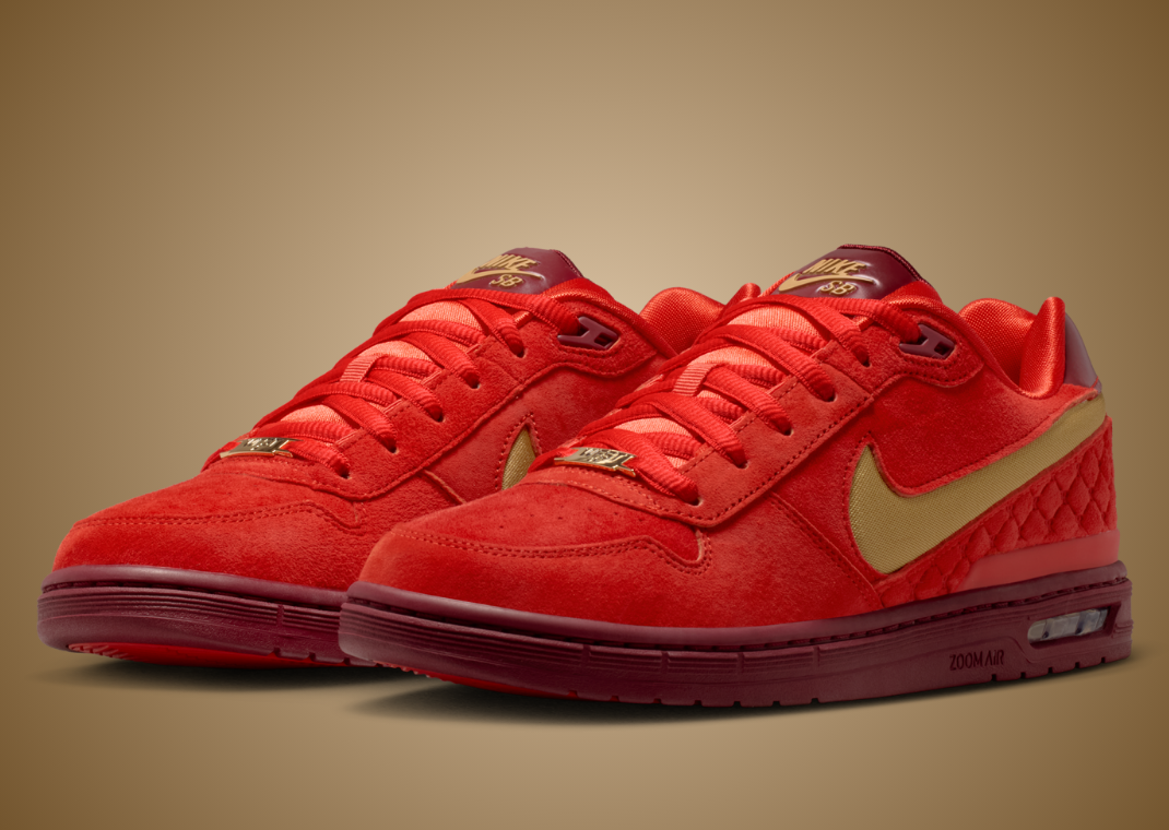 Nike SB Paul Rodriguez Zoom Air Low Sport Red Metallic Gold