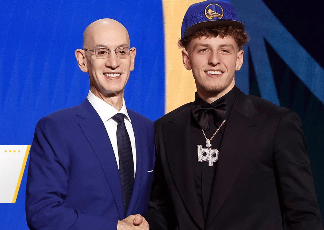 Brandin Podziemski With NBA Commisioner Adam Silver At NBA Draft