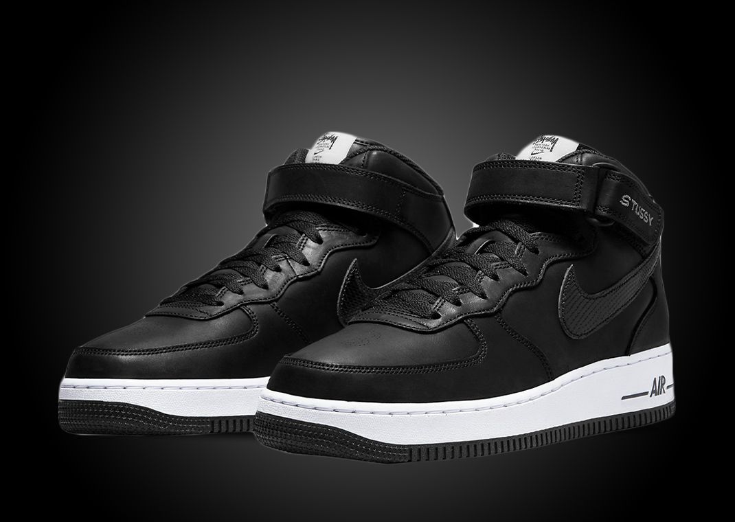 Stussy x Nike Air Force 1 Mid "Black"