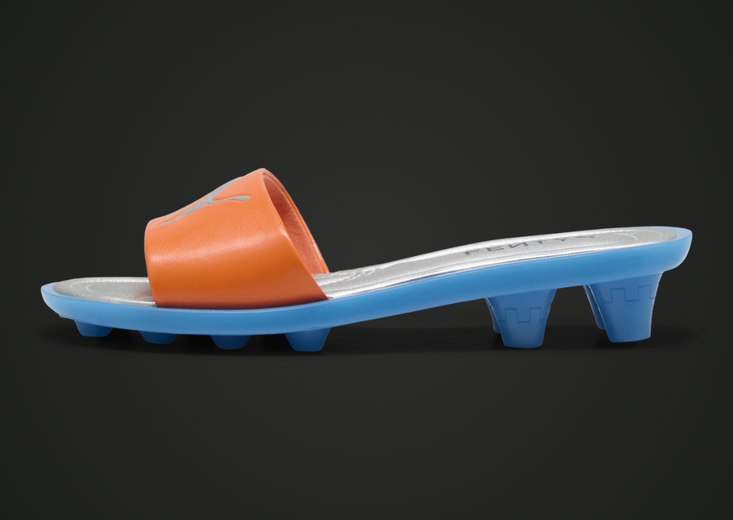 Fenty x Puma Cleat Slide Metallic Silver Orange (W) - Lateral
