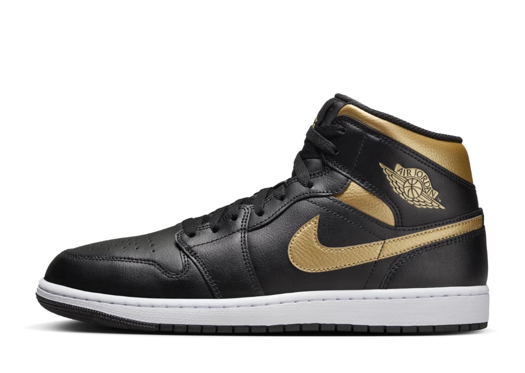 Air Jordan 1 Mid Black Metallic Gold