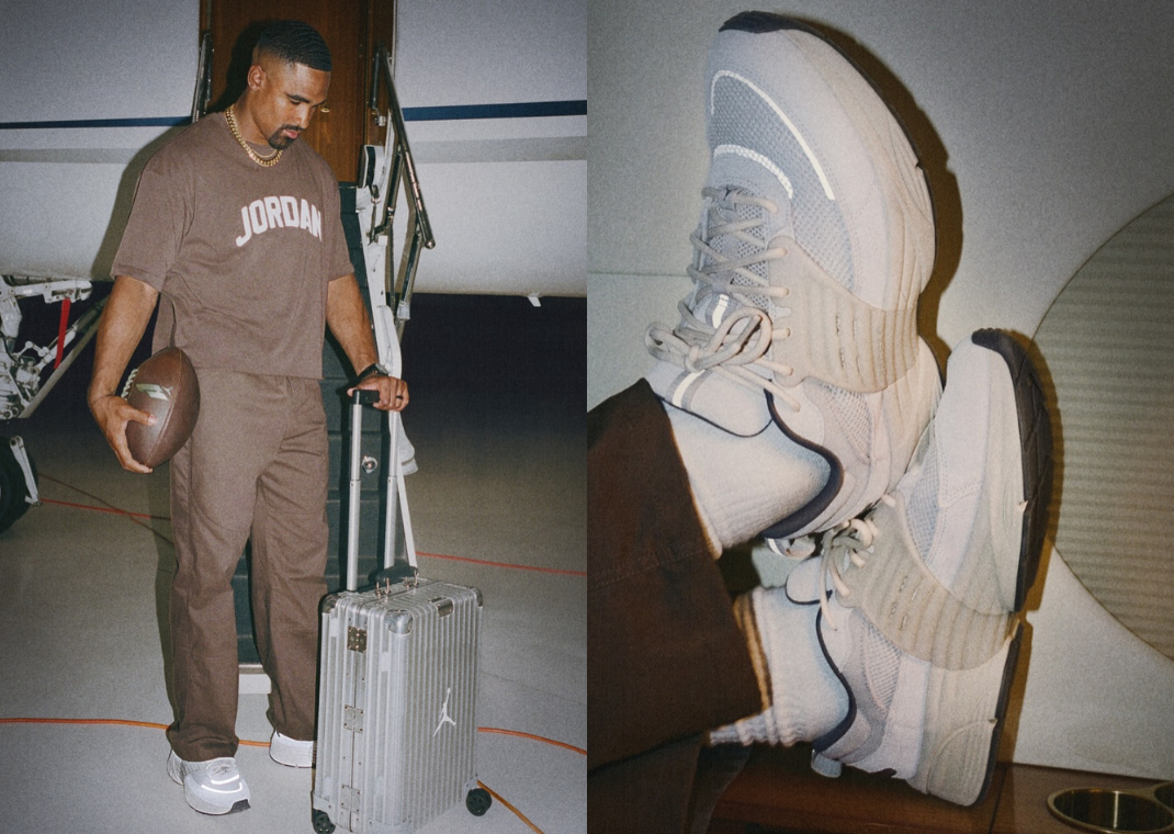 Jalen Hurts wearing the Jordan Trunner O/S Phantom