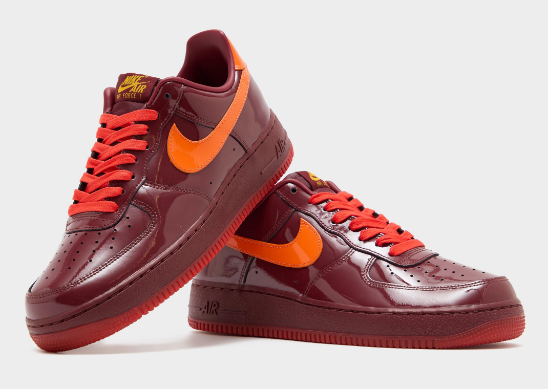 Nike Air Force 1 Low Patent Leather Dark Team Red - Angle