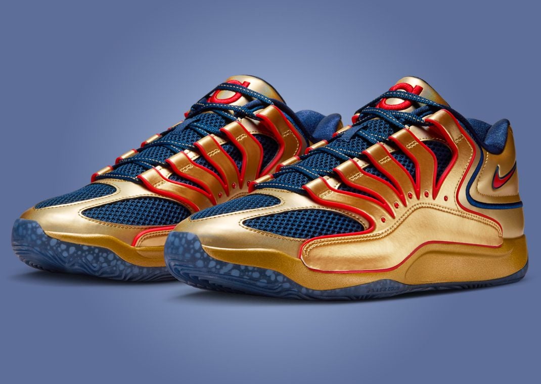 Nike KD 18 Immortalized Metallic Gold Blue Void