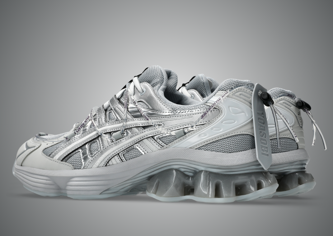 YOASOBI x Asics Gel-Kinetic Fluent Silver - Heel Angle