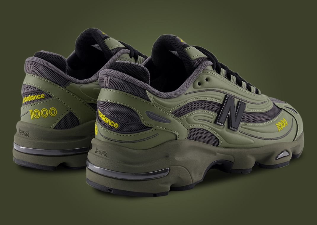 New Balance 1000 Dark Olivine Magnet Heel ANgle
