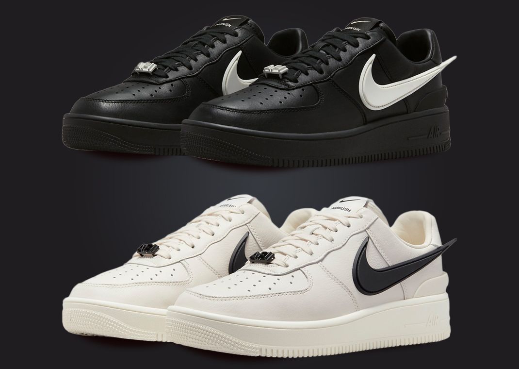 AMBUSH x Nike Air Force 1 Low SP "Black" (top) and "Phantom" (bottom)