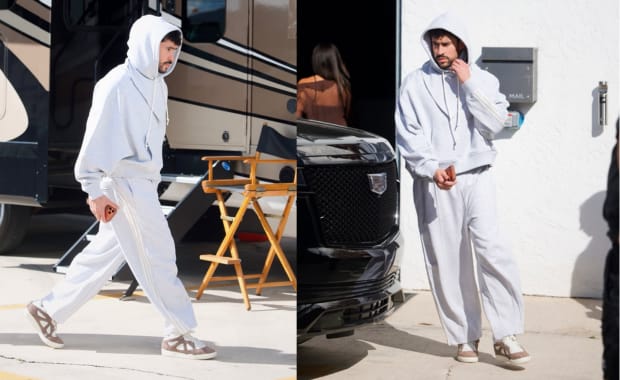 Bad Bunny Spotted in New adidas BadBo 1.0 on Miami Commercial Set