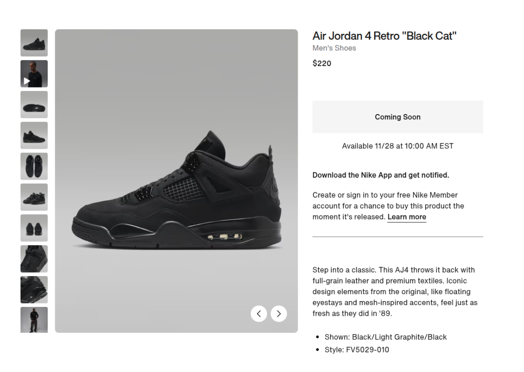 black cat retro 4 footlocker