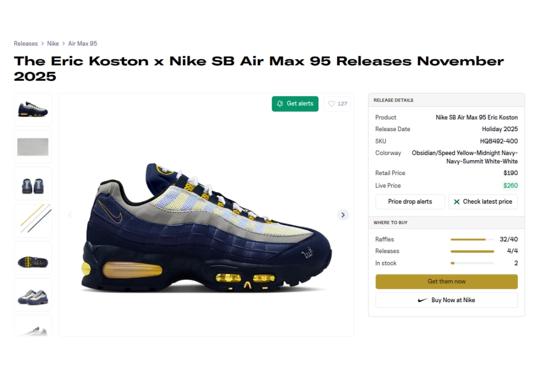 Where to Buy Eric Koston x Nike SB Air Max 95
