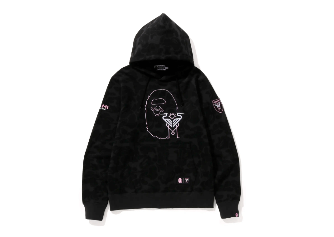 BAPE® x INTER MIAMI CF BLACK CAMO PULLOVER HOODIE - $469