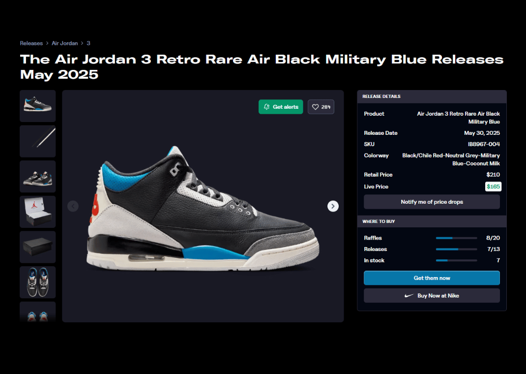 Air Jordan 3 Retro Rare Air Raffle Page