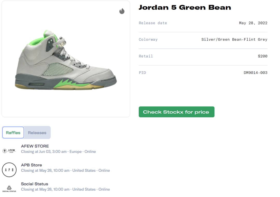 Air Jordan 5 Retro Green Bean Raffle Guide