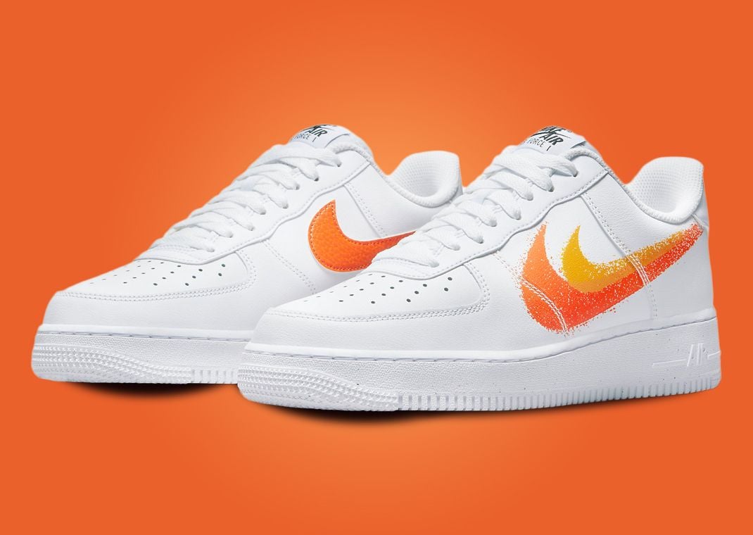 Nike Air Force 1 Low Spray Paint Swoosh White Orange