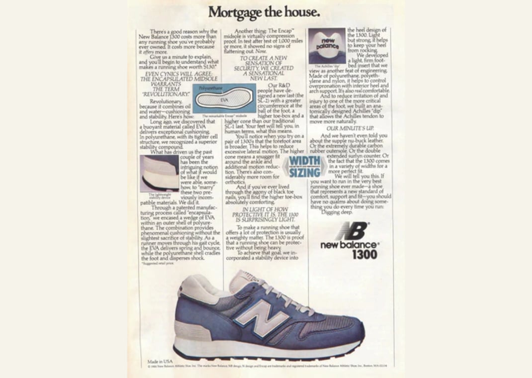 Vintage New Balance 1300 advertisement (image via WestNYC)
