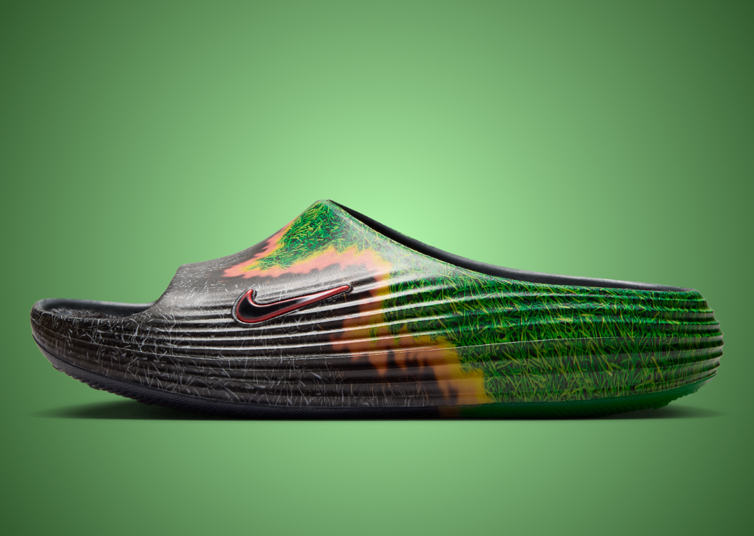 SWOOSH x Nike ReactX Rejuven8 Slide Touch Grass Lateral